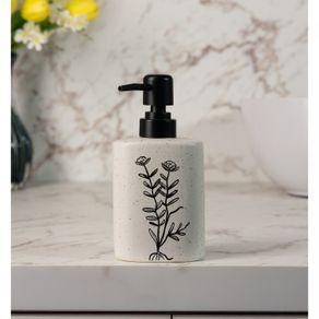 Porta-Sabonete-Liquido-com-Pump-Preto-Jardin-Blanc-330ml-Branco-Ceramica-Wolff