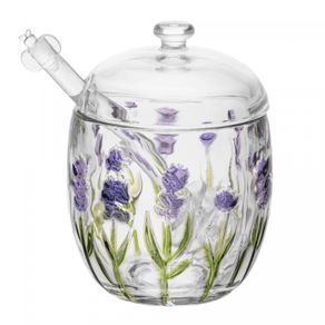 Acucareiro-com-Colher-e-Tampa-Lavanda-Hand-Painting-8,5cm-x-11,3cm-Cristal-Ecologico-Lyor