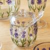 Acucareiro-com-Colher-e-Tampa-Lavanda-Hand-Painting-8,5cm-x-11,3cm-Cristal-Ecologico-Lyor
