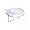 Rechaud-para-Queijo-Brie-de-Ceramica-com-Suporte-e-Faca-de-Aco-Inox-31cm-x-14cm-Wolff