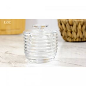 Acucareiro-de-Cristal-com-Colher-e-Tampa-Colmeia-210ml-Lyor