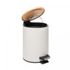 Lixeira-Redonda-de-Metal-com-Pedal-e-Tampa-em-Bambu-Branca-3L-Lyor