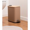 Lixeira-Retangular-com-Pedal-e-Tampa-de-Bambu-5L-Bege-Metal-Lyor