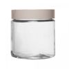 Pote-com-Tampa-Bege-com-Visor-Acrilico-950ml-Vidro-Lyor
