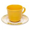 Xicara-de-Cha-com-Pires-Siciliano-260ml-Amarela-Ceramica-Lyor