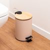 Lixeira-Redonda-com-Tampa-em-Bambu-e-Pedal-3L-Bege-Aco-Inox-Lyor