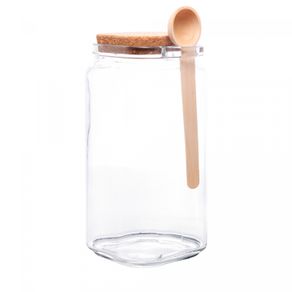 Pote-Quadrado-com-Colher-de-Bambu-e-Tampa-de-Cortica-115L-Vidro-Lyor