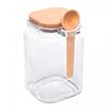 Pote-Quadrado-com-Colher-de-Bambu-e-Tampa-de-Cortica-830ml-Vidro-Lyor