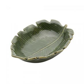 Folha-Decorativa-de-Ceramica-Banana-Leaf-Verde-16cm-x-12cm-x-4cm-Lyor