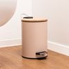 Lixeira-Redonda-com-Tampa-em-Bambu-e-Pedal-3L-Bege-Aco-Inox-Lyor