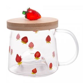 Caneca-de-Vidro-Borossilicato-com-Pires-de-Bambu-Morango-330ml-Lyor