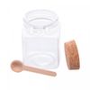 Pote-Quadrado-com-Colher-de-Bambu-e-Tampa-de-Cortica-300ml-Vidro-Lyor