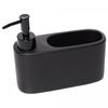 Porta-Detergente-Liquido-com-Suporte-para-Esponja-Preto-360ml-Ceramica-Lyor