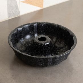 Forma-para-Bolo-com-Furo-Antiaderente-de-Aco-Carbono-Granilite-Preta-24cm-x-6cm-Lyor