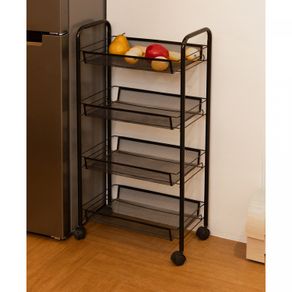 Carrinho-Organizador-Multiuso-de-Metal-4-Prateleiras-com-Rodinhas-Preto-44cm-x-26cm-x-83cm-Lyor