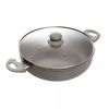 Wok-de-Inducao-com-Tampa-de-Vidro-Granito-Chef-28cm-Taupe-Aluminio-com-Revestimento-Ceramico-Lyor