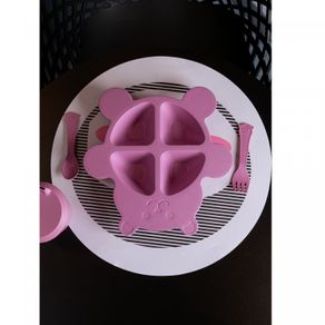 Conjunto-de-Prato-com-2-Talheres-de-Bambu-e-PP-Baby-Bear-Rosa-Lyor