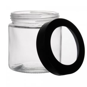 Pote-com-Tampa-Preta-com-Visor-Acrilico-880ml-Vidro-Lyor