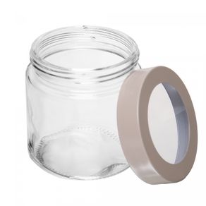 Pote-com-Tampa-Bege-com-Visor-Acrilico-950ml-Vidro-Lyor
