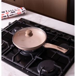 Frigideira-de-Inducao-Granito-Chef-Tampa-de-Vidro-24cm-Bege-Aluminio-com-Revestimento-Ceramico-Lyor