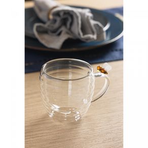 Conjunto-2-Xicaras-de-Cha-Parede-Dupla-de-Vidro-Borossilicato-Lovely-Bee-180ml-Lyor