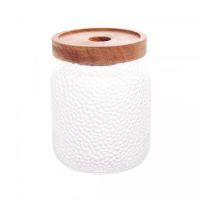 Pote-de-Vidro-Martelado-com-Tampa-de-Acacia-Petra-500ml-Lyor