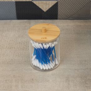 Porta-Cotonete-de-Poliestireno-com-Tampa-de-Bambu-My-Box-7cm-x-7cm-x-8cm-Lyor