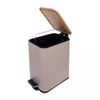 Lixeira-Retangular-com-Pedal-e-Tampa-de-Bambu-5L-Bege-Metal-Lyor
