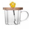 Xicara-de-Cha-com-Pires-e-Colher-com-Flor-Amarela-280ml-Vidro-Borossilicato-Wolff