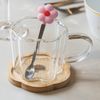 Xicara-de-Cha-com-Pires-e-Colher-com-Flor-Rosa-280ml-Vidro-Borossilicato-Wolff